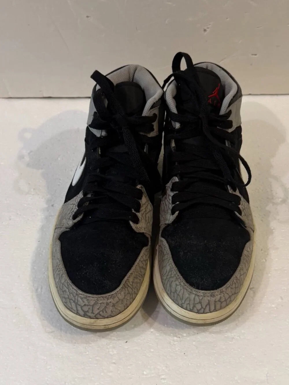 Nike Air Jordan 1 Retro Mid SE Elephant Print Toe Mens Size 10 Black DM1200-016